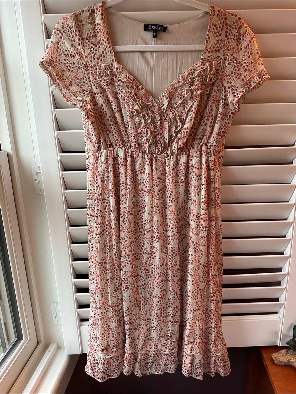 Fairytale Cream Midi Dress with Pink Floral Print